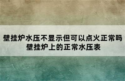 壁挂炉水压不显示但可以点火正常吗 壁挂炉上的正常水压表